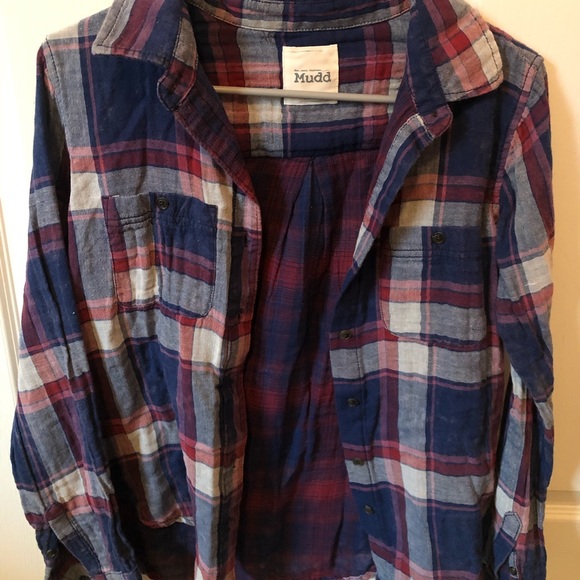 Mudd Tops - [mudd] small button down plaid blue red flannel